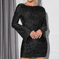 Women's Long Sleeve Glitter Mini Dress