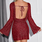 Women's Long Sleeve Glitter Mini Dress