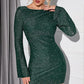 Women's Long Sleeve Glitter Mini Dress