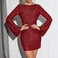 Women's Long Sleeve Glitter Mini Dress