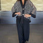 Women's V-Neck Sequin Cardigan & Wide-Leg Pants 2-Piece Set