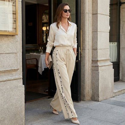 Women's Casual Drawstring Wide-Leg Pants