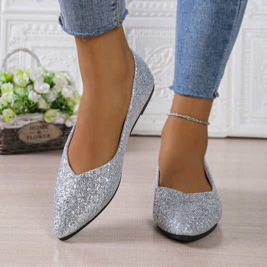 Women's Glitter Pointed Toe Flats