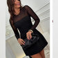 Elegant Sheer Mesh Panel A-Line Dress