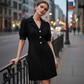 Women’s Elegant Puff Sleeve Sequin Knee-Length Dress