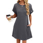 Women's Short Sleeve Lace Patchwork A-Line Dress