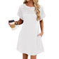 Women's Short Sleeve Lace Patchwork A-Line Dress