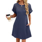 Women's Short Sleeve Lace Patchwork A-Line Dress