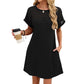 Women's Short Sleeve Lace Patchwork A-Line Dress