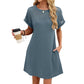 Women's Short Sleeve Lace Patchwork A-Line Dress