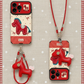 Cute Horse Embroidered Phone Case with Doll Lanyard