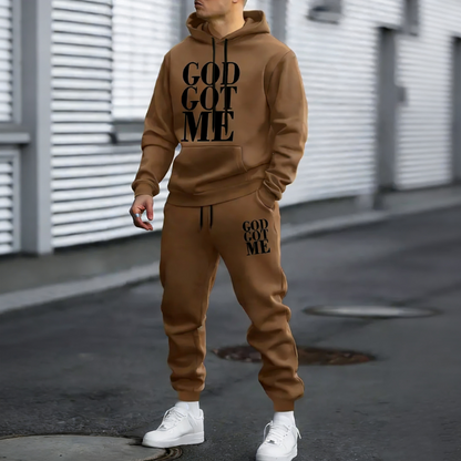 Men's Graphic Print Sweatshirt & Pants 2-Piece Set