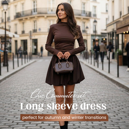 Women's Autumn/Winter Solid Color Puffy Dress