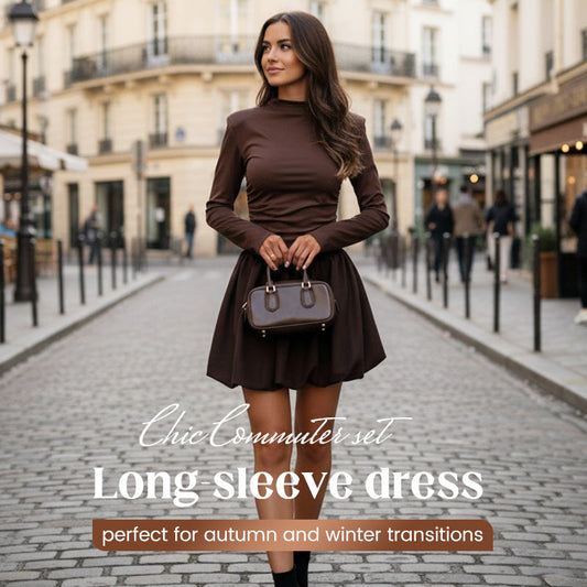 Women's Autumn/Winter Solid Color Puffy Dress