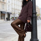 Women's Knit Sweater & Lustrous Wide-Leg Pants 2-Piece Set