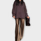 Women's Knit Sweater & Lustrous Wide-Leg Pants 2-Piece Set