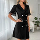 Elegant V-Neck Double-Breasted Blazer Dress