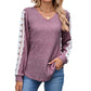 Women’s Elegant Lace Sleeves V-Neck Top