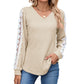 Women’s Elegant Lace Sleeves V-Neck Top