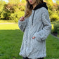 Cozy Warm Furry Hooded Jacquard Coat with Zipper