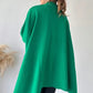Women's Mock Neck Batwing Sleeves Slit Tops