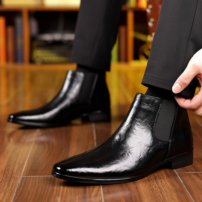 Men's Leather Print Slip On Boots