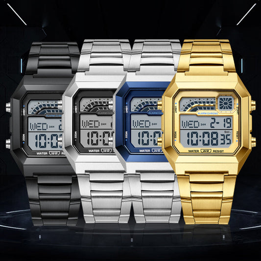 Unisex-Digitaluhr mit quadratischem Display und Leuchtanzeige