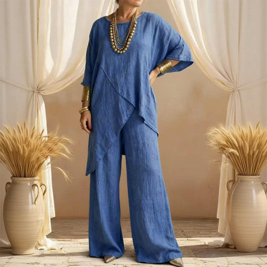 🔥🎁New arrival 50% OFF💥Women's Two-Piece Loose Fit Outfit with Asymmetrical Top