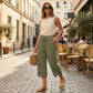 💐50% OFF ! Ribbed Wide-Leg Capri Pants – Elastic Waist for Daily Wear 🌿✨【Limited Stock】