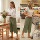 💐50% OFF ! Ribbed Wide-Leg Capri Pants – Elastic Waist for Daily Wear 🌿✨【Limited Stock】