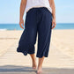💐50% OFF ! Ribbed Wide-Leg Capri Pants – Elastic Waist for Daily Wear 🌿✨【Limited Stock】