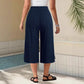 💐50% OFF ! Ribbed Wide-Leg Capri Pants – Elastic Waist for Daily Wear 🌿✨【Limited Stock】
