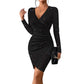💥Women's Long Sleeve V-Neck Sparkle Bodycon Dress