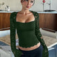 🎁New arrival 50% OFF💥Women's Solid Color T-Shirt – Floral Lace, Split Ruffles & Sheer Sleeves for a Romantic Look ✨