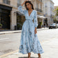 🎉New Arrival 50%OFF✨🎉Elegant V-Neck Floral Pleated Maxi Dress