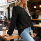 Women's Elegant Crew Neck Hollow-Out Long Sleeve Top