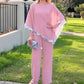 🎁Free Gift 🎁 Elegant Sequin Trim Poncho Top & Wide-Leg Pants Set