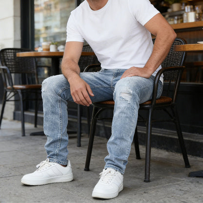 🖤 מבצע בלאק פריידי: 50% הנחה 🖤 👖 ג'ינס מתוח ודמוי לגבר