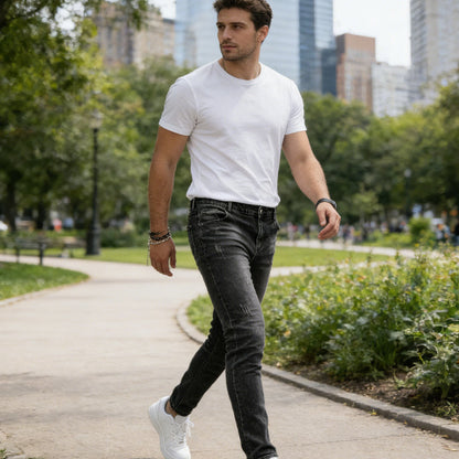🖤 מבצע בלאק פריידי: 50% הנחה 🖤 👖 ג'ינס מתוח ודמוי לגבר