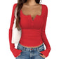 Women's Lace Trim V-Neck Ribbed Top