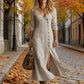 🔥Limited-time offer-Women's Long Sleeve V-Neck Button-Down Maxi Dress