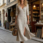 🔥Limited-time offer-Women's Long Sleeve V-Neck Button-Down Maxi Dress