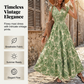 📢📢35% OFF !! ⏰Women's V-Neck Floral Print Smocked Maxi Dress