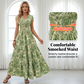 📢📢35% OFF !! ⏰Women's V-Neck Floral Print Smocked Maxi Dress