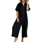 Women's Casual Short Sleeve Wide-Leg Jumpsuit