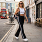 🎁New arrival 50% OFF💥 High-Waist Side Stripe Flared Pants