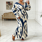 Abstract Print Ruched Mermaid Maxi Dress