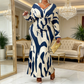 Abstract Print Ruched Mermaid Maxi Dress