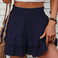 📢📢57% OFF !! ⏰Solid Color Stretch Waist Layered Short Skirt