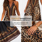 Animal Print Halter V-Neck Maxi Dress